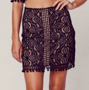 For Love & Lemons Crochet Geometric Lace Florence Mini Skirt